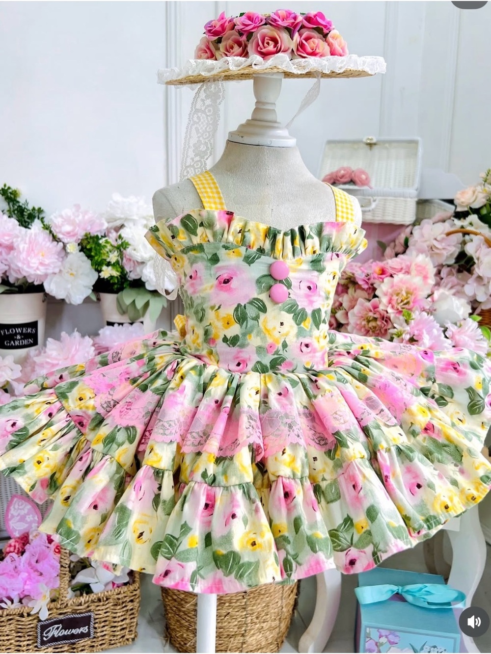 Floral Ruffle Summer Yellow & Green Girls Casual Dress